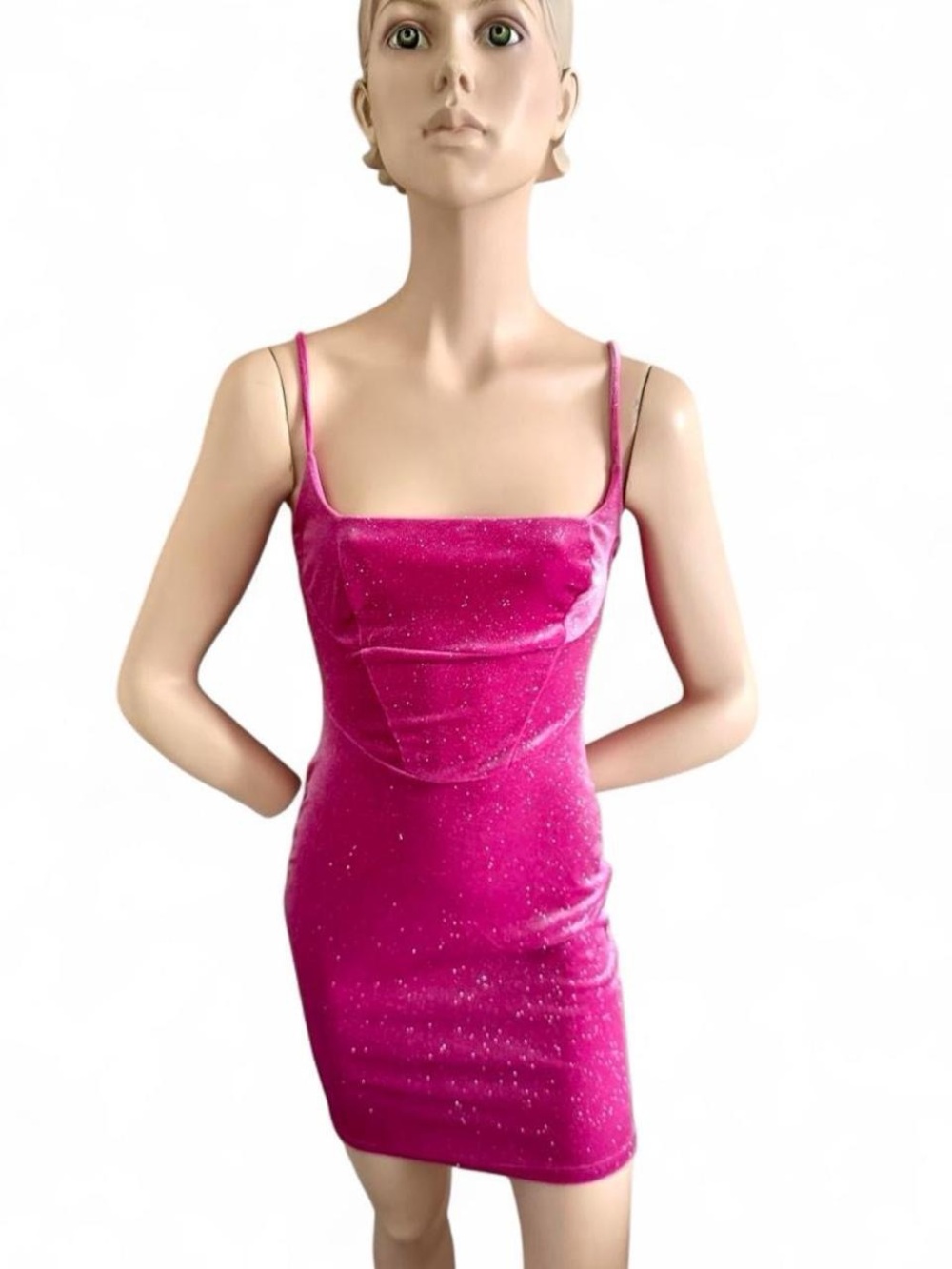 Windsor Fuchsia Sparkle Velvet Mini Dress